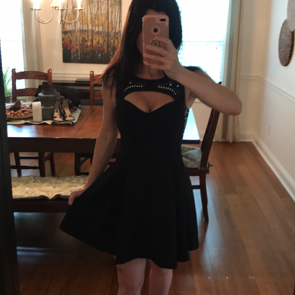 NWT Guess black open back beaded evening dress 4